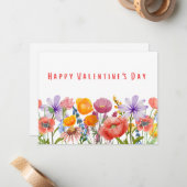 Happy Valentines Day - Sweet Floral Flowers & Love ノートカード (正面/裏面インサイチュ)