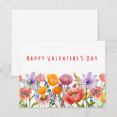 Happy Valentines Day - Sweet Floral Flowers & Love ノートカード (正面/裏面)