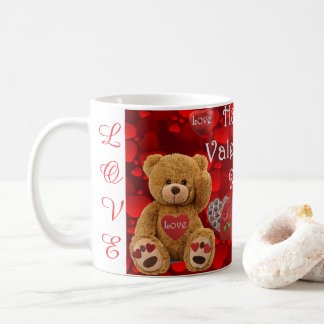 Happy Valentine's Day Teddy Bear Heart Cute コーヒーマグカップ
