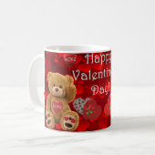 Happy Valentine's Day Teddy Bear Heart Cute コーヒーマグカップ (正面左)