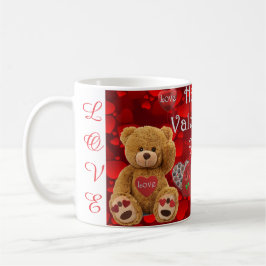 Happy Valentine's Day Teddy Bear Heart Cute コーヒーマグカップ