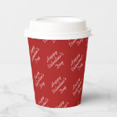 Happy Valentines Day Text Pattern Stylish 紙コップ (正面)