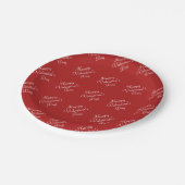 Happy Valentines Day Text Pattern Stylish Round ペーパープレート (アングル)