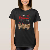 Happy Valentine's Day Three Cute Cockapoo Dogs Lov Tシャツ (正面)