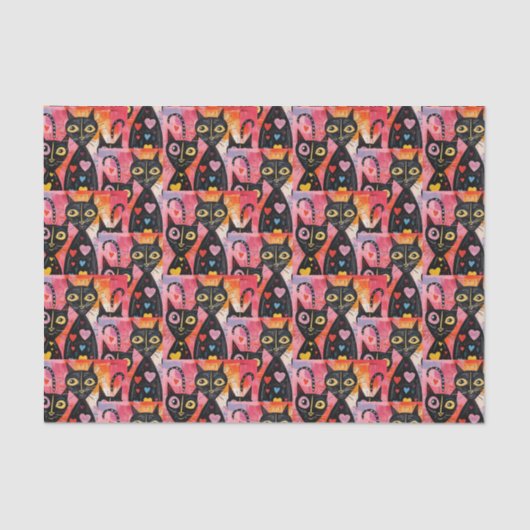 Happy Valentine's Day Tissue Paper Cat Red Hearts 薄葉紙 (正面)