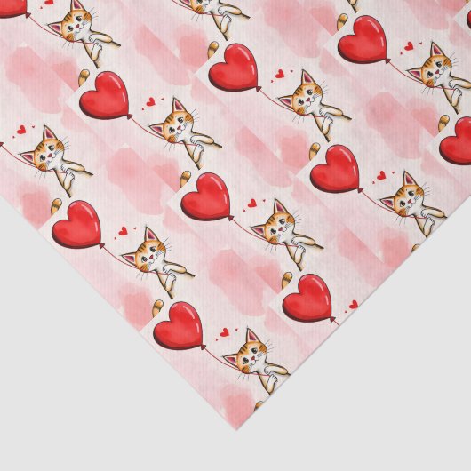 Happy Valentine's Day Tissue Paper Cat Red Hearts 薄葉紙 (詳細)