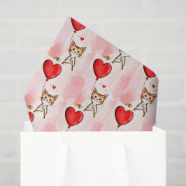 Happy Valentine's Day Tissue Paper Cat Red Hearts 薄葉紙
