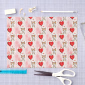 Happy Valentine's Day Tissue Paper Cat Red Hearts 薄葉紙 (クラフト)