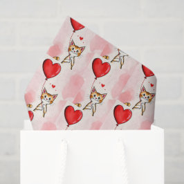 Happy Valentine's Day Tissue Paper Cat Red Hearts 薄葉紙