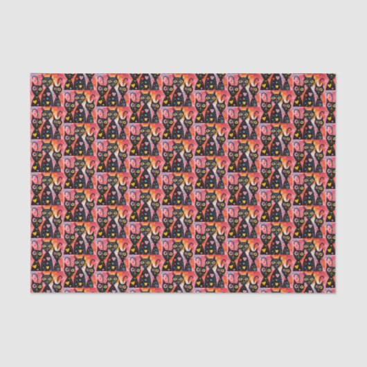 Happy Valentine's Day Tissue Paper Cat Red Hearts 薄葉紙 (正面)