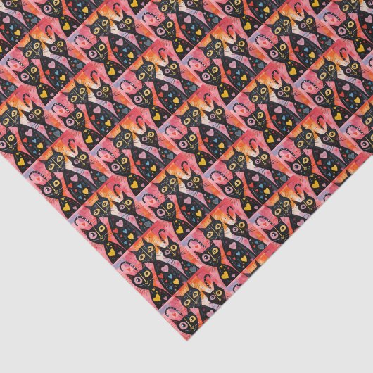 Happy Valentine's Day Tissue Paper Cat Red Hearts 薄葉紙 (詳細)