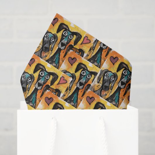 Happy Valentine's Day Tissue Paper Dog Red Hearts 薄葉紙 (ギフトバッグ)