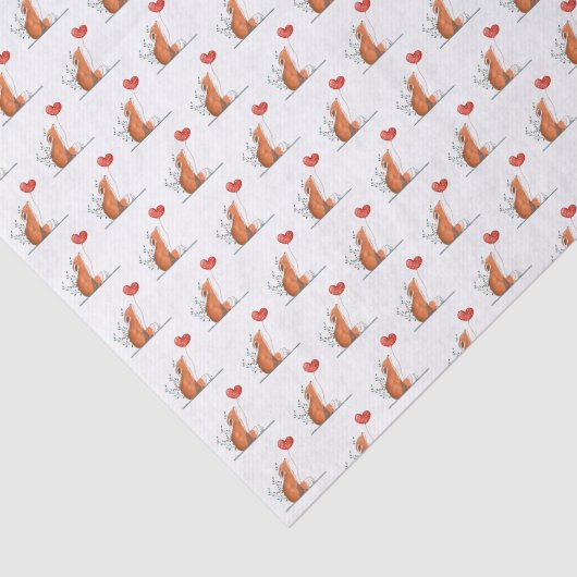 Happy Valentine's Day Tissue Paper Fox Red Hearts 薄葉紙 (詳細)