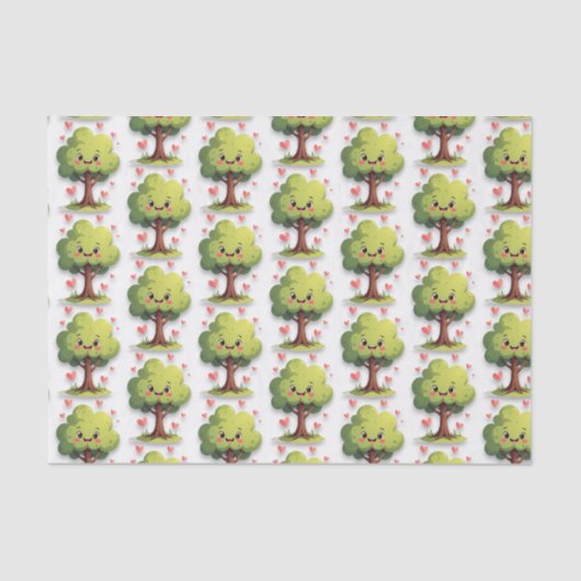 Happy Valentine's Day Tissue Paper Tree Red Hearts 薄葉紙 (正面)