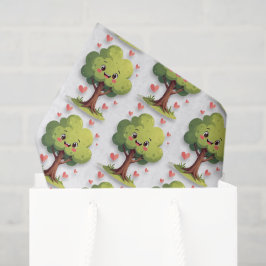 Happy Valentine's Day Tissue Paper Tree Red Hearts 薄葉紙