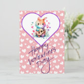 Happy Valentines Day, tono rosa adorable conejito シーズンカード (スタンド正面)