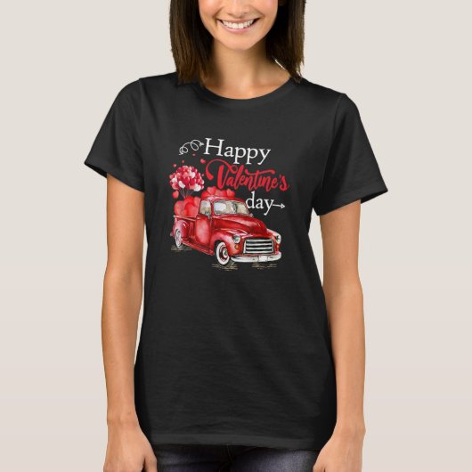 Happy Valentines Day Truck Carrying Love Of Cat He Tシャツ (正面)