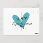 Happy Valentine's day turquoise heart name letter  ポストカード (裏面)