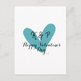 Happy Valentine's day turquoise heart name letter  ポストカード