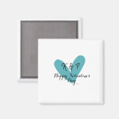 Happy Valentine's day turquoise heart name letter  マグネット (正面/裏面)