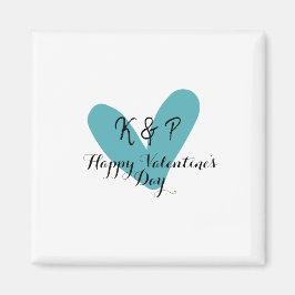 Happy Valentine's day turquoise heart name letter  マグネット