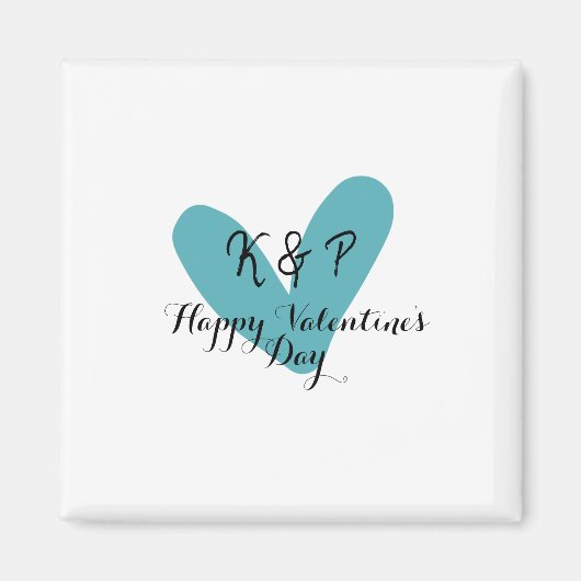 Happy Valentine's day turquoise heart name letter  マグネット (正面)
