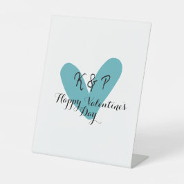 Happy Valentine's day turquoise heart name letter  台座サイン