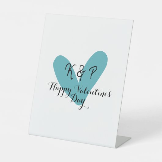 Happy Valentine's day turquoise heart name letter  台座サイン (正面)