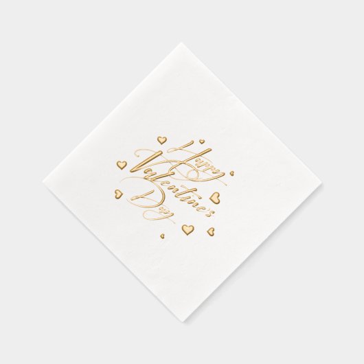 Happy Valentine's Day Typography Hearts 箔ナプキン (右)