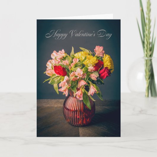 Happy Valentines Day Vase of Flowers General シーズンカード (正面)