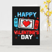 Happy Valentines Day Video Game Controller Heart B カード (黄色い花)