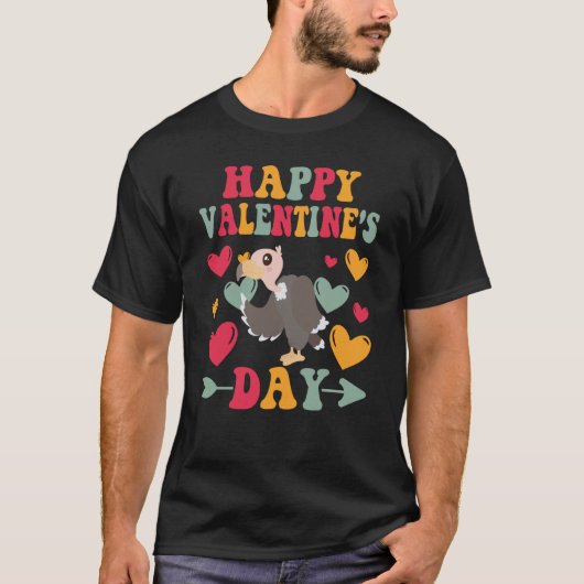Happy Valentines Day Vulture Heart Love Groovy Tシャツ (正面)