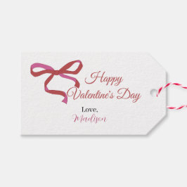 Happy Valentine's Day White Simple Ribbon Love ギフトタグ