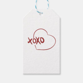 Happy Valentine's Day White Simple XOXO Love ギフトタグ