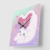 Happy Valentine's Day with Fluffy White Cat スクエア壁時計 (傾斜)