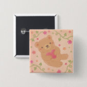 Happy Valentine's Day with Teddy Bear 缶バッジ (正面&裏面)