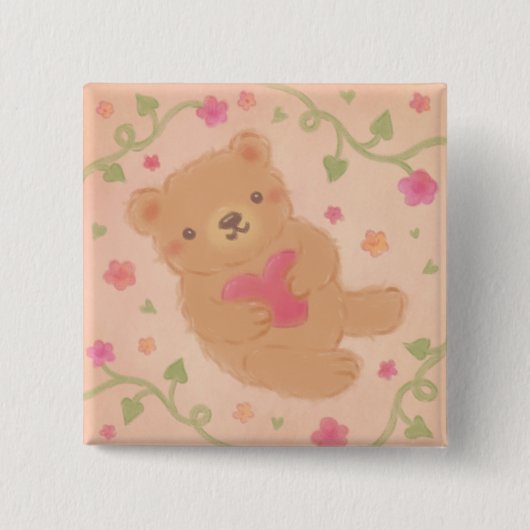 Happy Valentine's Day with Teddy Bear 缶バッジ (正面)