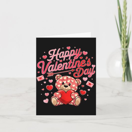 Happy Valentines Day Women Cute Bear Valentine Hea カード (正面)