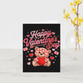 Happy Valentines Day Women Cute Bear Valentine Hea カード (黄色い花)