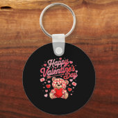 Happy Valentines Day Women Cute Bear Valentine Hea キーホルダー (正面)