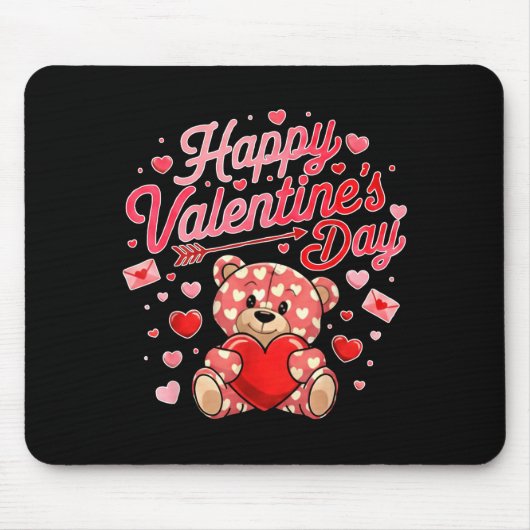 Happy Valentines Day Women Cute Bear Valentine Hea マウスパッド (正面)