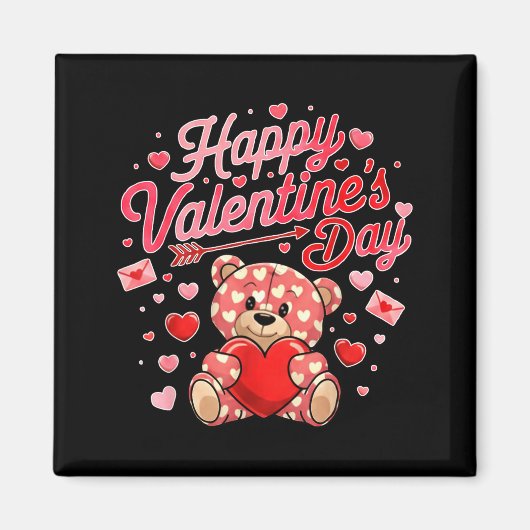 Happy Valentines Day Women Cute Bear Valentine Hea マグネット (正面)