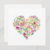 Happy Valentines Day xoxo Pink Floral Heart Art ノートカード (正面/裏面)