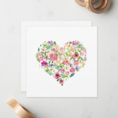 Happy Valentines Day xoxo Pink Floral Heart Art ノートカード (正面/裏面インサイチュ)