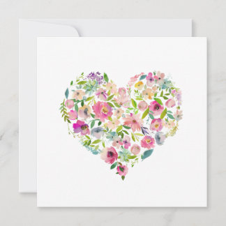 Happy Valentines Day xoxo Pink Floral Heart Art ノートカード