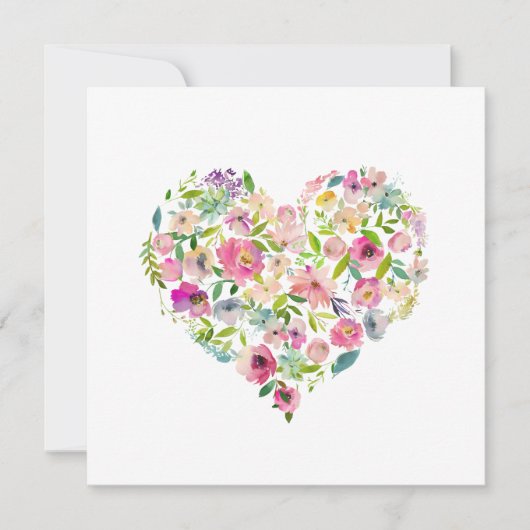 Happy Valentines Day xoxo Pink Floral Heart Art ノートカード (正面)