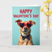 Happy Valentines Dog Card カード (黄色い花)