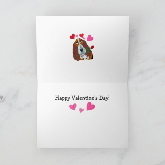 Happy Valentine's Dog & Cat Folded Greeting Card カード (内部)