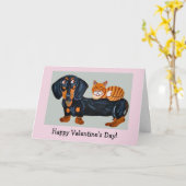 Happy Valentine's Dog & Cat Folded Greeting Card カード (黄色い花)