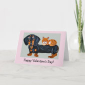 Happy Valentine's Dog & Cat Folded Greeting Card カード (正面)
